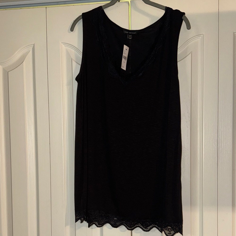 Lane Bryant Charcoal Top with Lace Detail